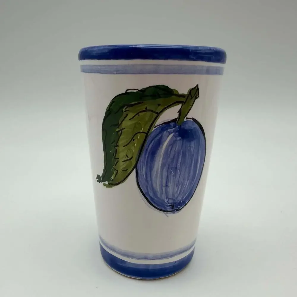 Vintage Ceramic Hand Painted Shot Glasses Liqueur Cups Set of 3 Fruit Motifs